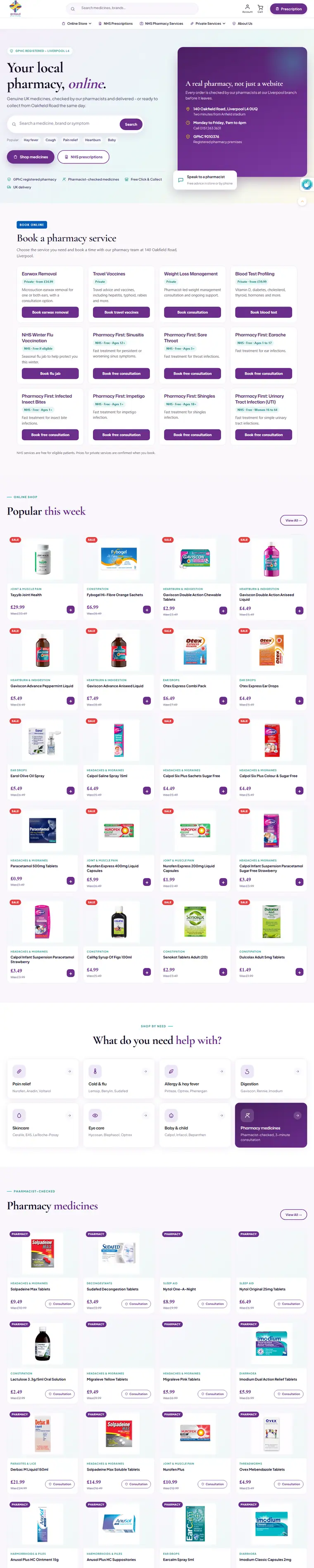 Anfield Pharmacy UK website